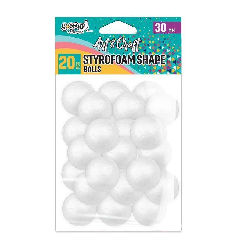 Kraft figura kugla od stiropora SC1995 – Ø 3 cm, 20 komada – za dekoraciju i kreativne radove