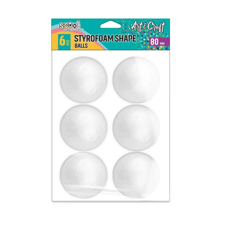 Kraft figura kugla od stiropora SC1996 – Ø 8 cm, 6 komada – za dekoraciju i kreativne radove
