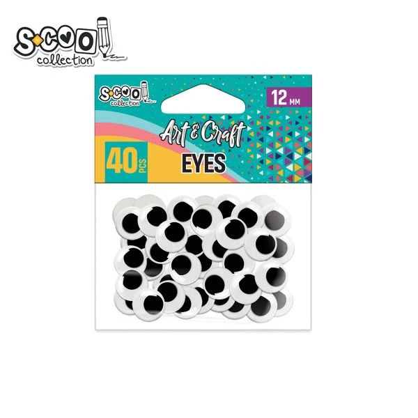 Kraft ukrasne oči SC2020 – 40 komada, prečnik 12 mm – za kreativne radove, DIY projekte i rukotvorine