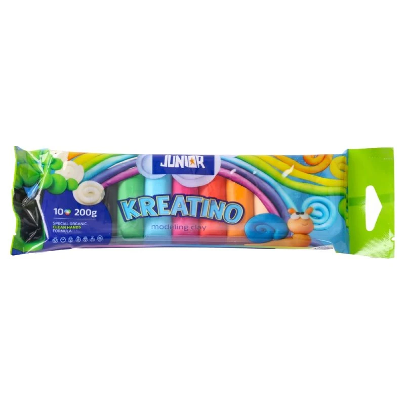 Kreatino Junior plastelin 10 boja, 200g – mekani, netoksični, za decu