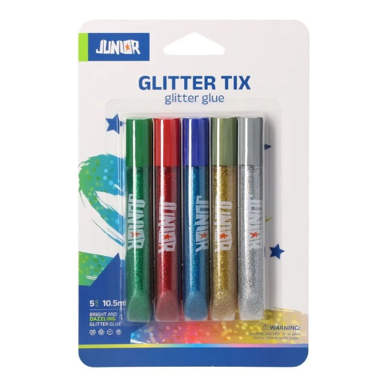 Glitter Tix Junior lepak sa šljokicama 1/5 (zelena, crvena, plava, zlatna i srebrna)