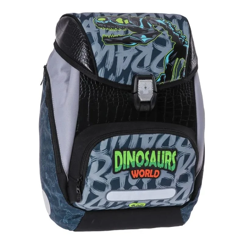 Logic anatomski ranac set 4 u 1 Play Dino World 161030 – školski ranac sa ergonomskim leđima, reflektujućim trakama i dodatnom opremom