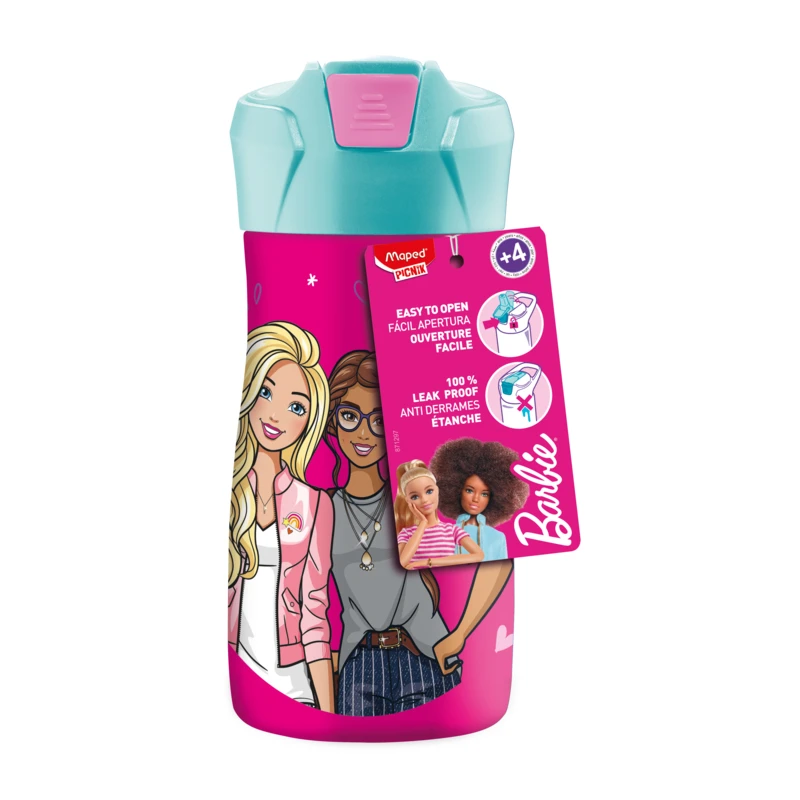 MAPED flašica za vodu Barbie 430 ml – metalna boca za decu, automatsko otvaranje