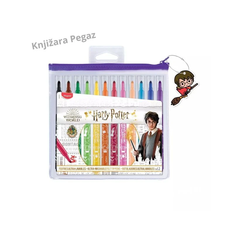 MAPED Harry Potter Flomasteri 12 boja ultra perivi, long life flomasteri za decu sa poklon priveskom M845001