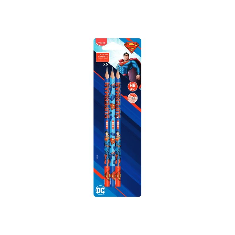 Grafitna olovka Maped Superman – trouglasta ergonomska olovka HB, set od 6 komada