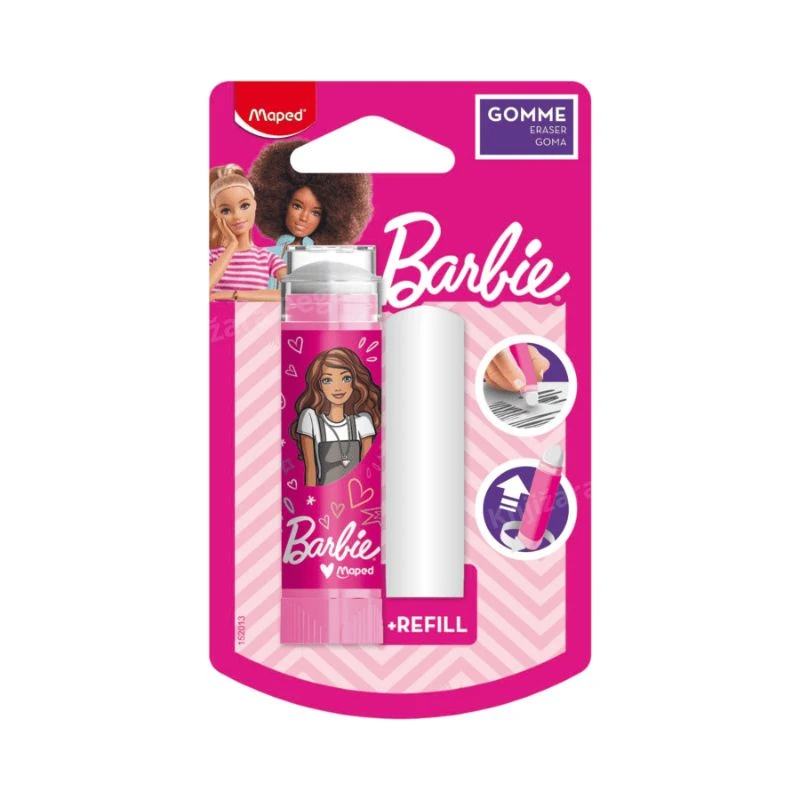 Gumica za brisanje Maped Barbie Stick – rotirajuća gumica u stiku sa poklopcem i dopunom