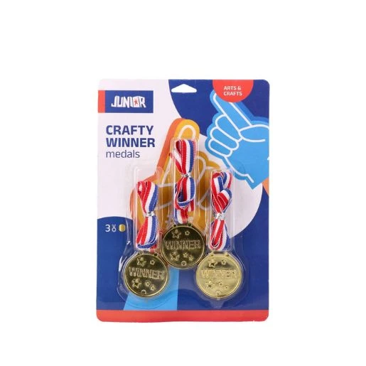 Zlatne dečije medalje za pobednike – PVC medalje sa trikolor trakom i natpisom “WINNER”, set od 3 komada za takmičenja, igre i rođendane