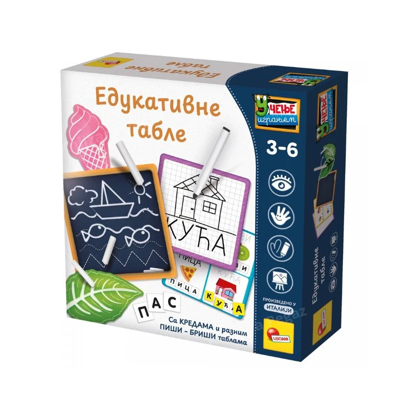 Montesori edukativni set SR – Edukativne table sa kredama i piši-briši tablama za decu 3–6 godina, Lisciani edukativna igra