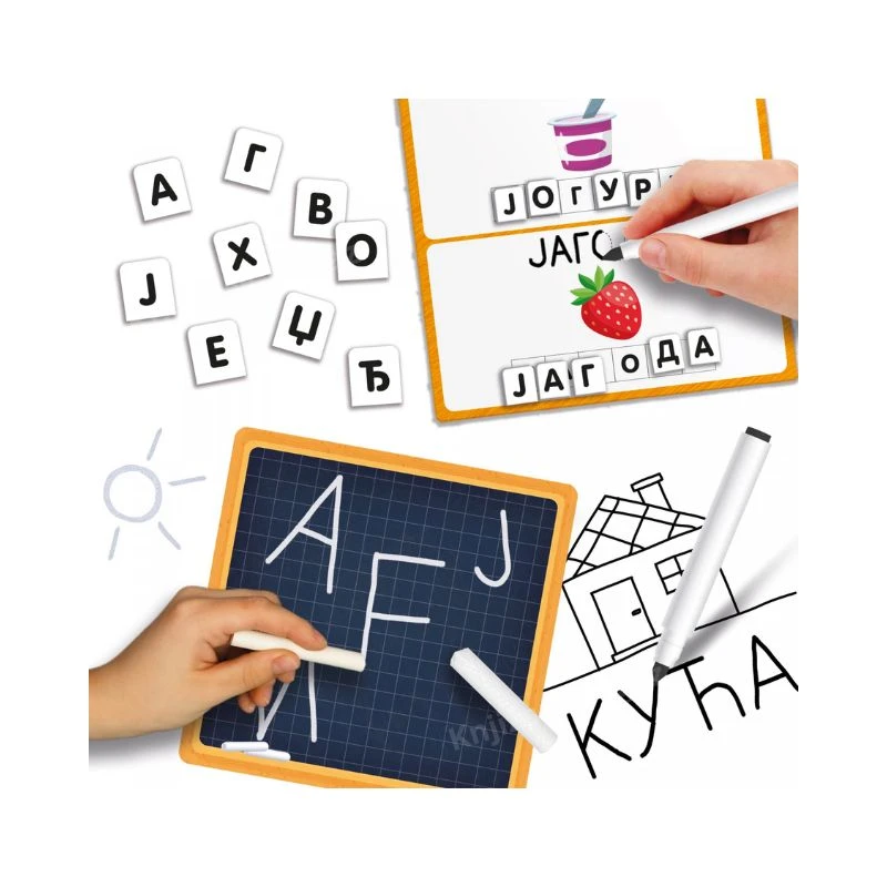 Montesori edukativni set SR – Edukativne table sa kredama i piši-briši tablama za decu 3–6 godina, Lisciani edukativna igra