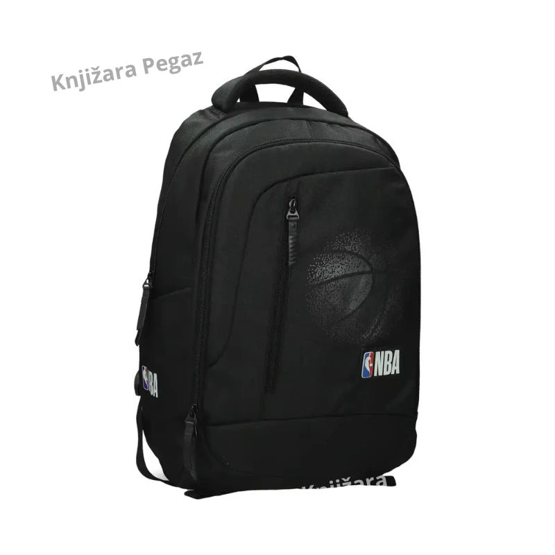 NBA ranac za školu i laptop, crni ovalni 531361, ergonomski ranac sa USB priključkom, tri pregrade i ojačanim leđima