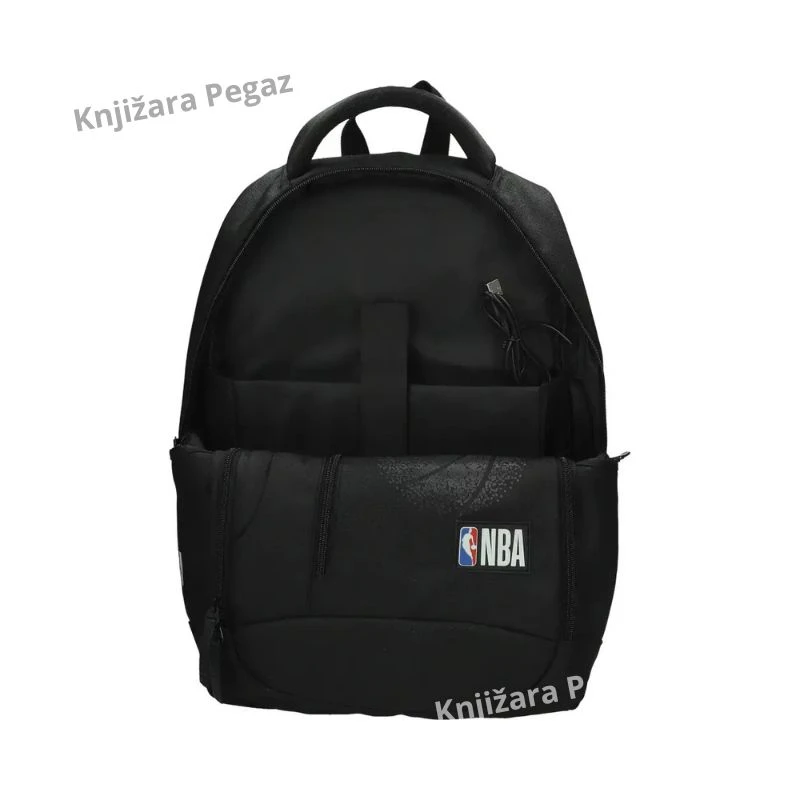 NBA ranac za školu i laptop, crni ovalni 531361, ergonomski ranac sa USB priključkom, tri pregrade i ojačanim leđima