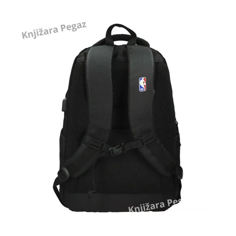 NBA ranac za školu i laptop, crni ovalni 531361, ergonomski ranac sa USB priključkom, tri pregrade i ojačanim leđima