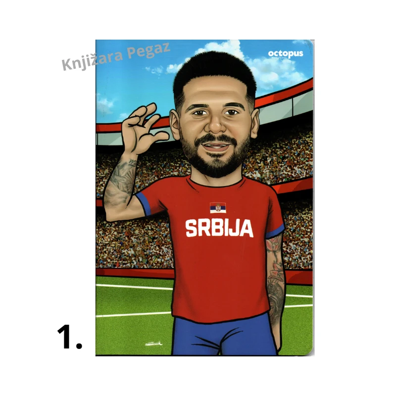 Octopus Sveska A4 meki povez Caricature kolekcija kvadrati 52 lista 80 g UNL-2580, školska sveska A4 sa sportskim motivima