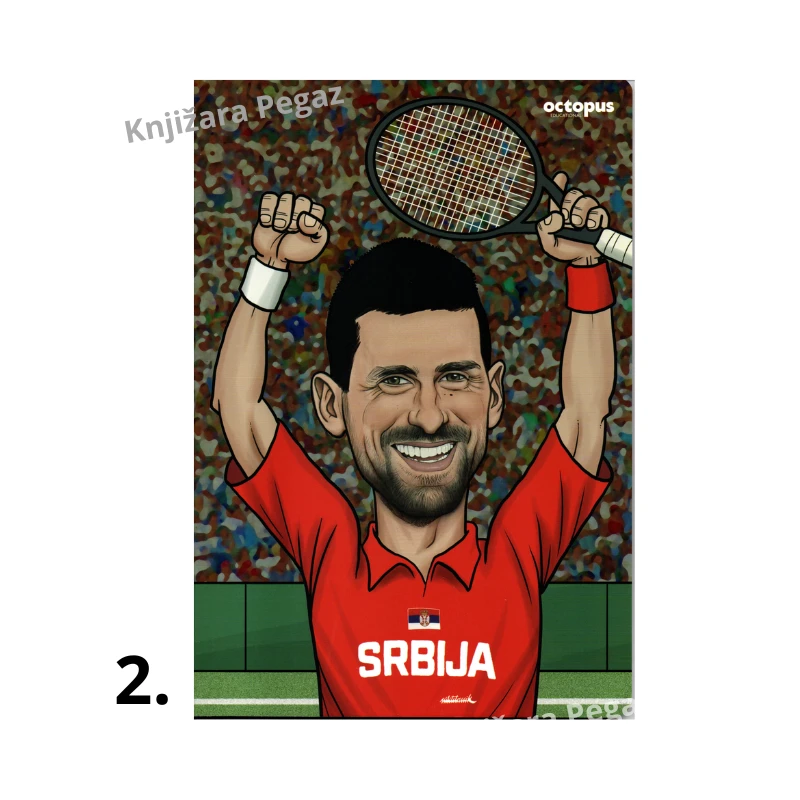 Octopus Sveska A4 meki povez Caricature kolekcija kvadrati 52 lista 80 g UNL-2580, školska sveska A4 sa sportskim motivima
