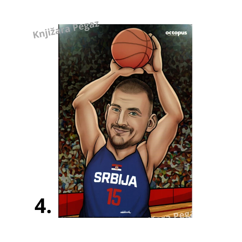 Octopus Sveska A4 meki povez Caricature kolekcija kvadrati 52 lista 80 g UNL-2580, školska sveska A4 sa sportskim motivima