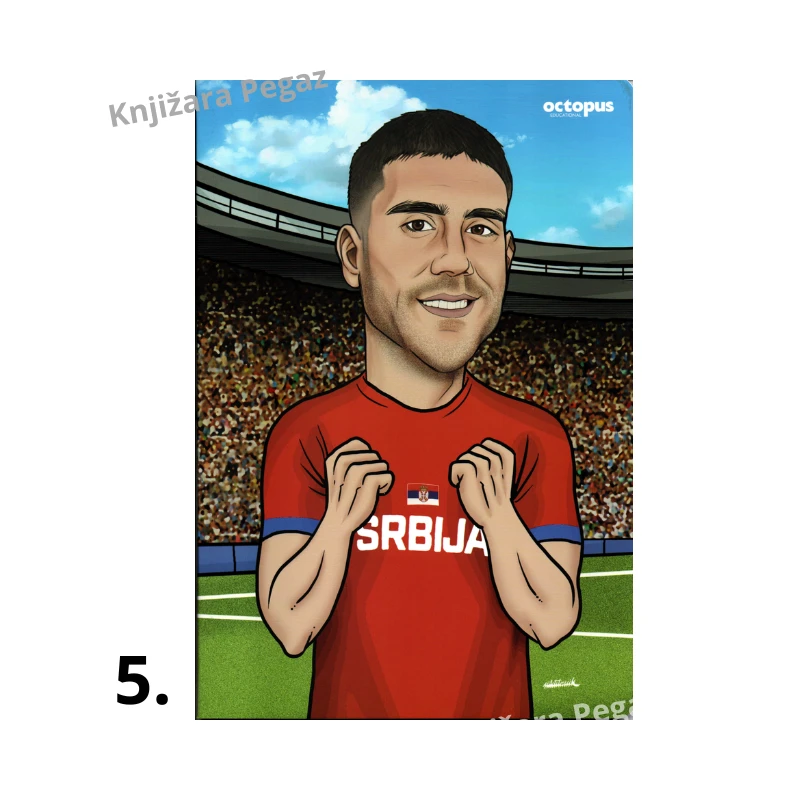 Octopus Sveska A4 meki povez Caricature kolekcija kvadrati 52 lista 80 g UNL-2580, školska sveska A4 sa sportskim motivima