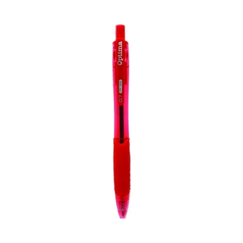 Hemijska olovka Optima TY162 crvena 0.7 mm, Ergonomski dizajn, Gumirani prstohvat i pritisni mehanizam