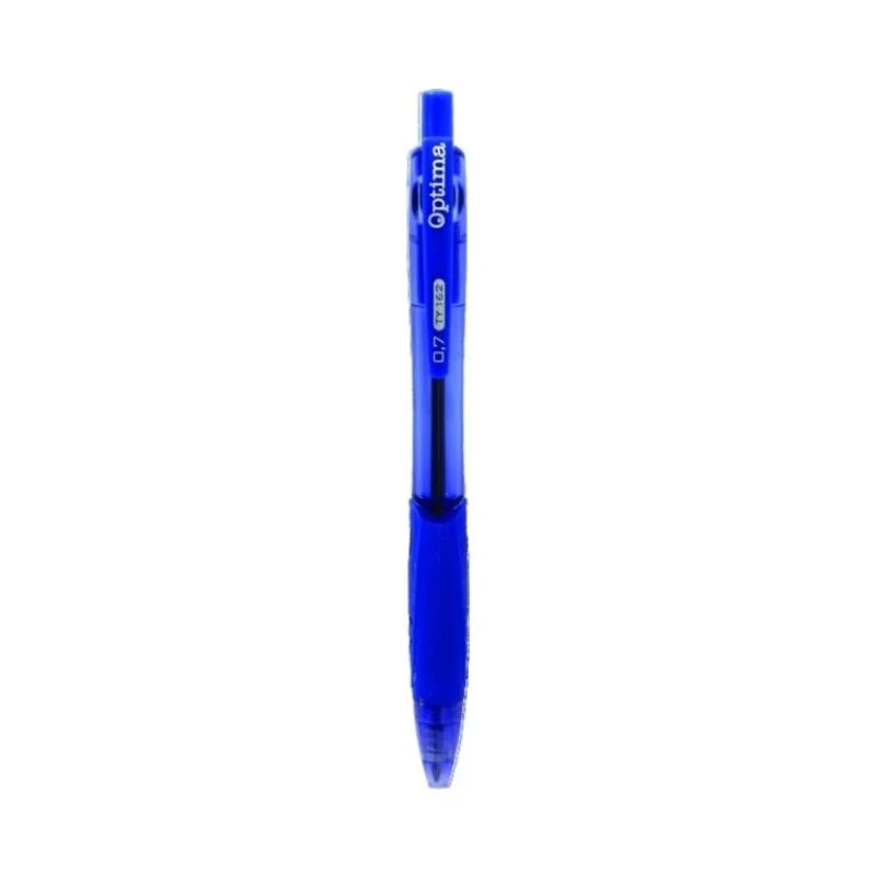 Hemijska olovka OPTIMA TY162 plava 0.7 mm, Ergonomski dizajn, Gumirani prstohvat i pritisni mehanizam