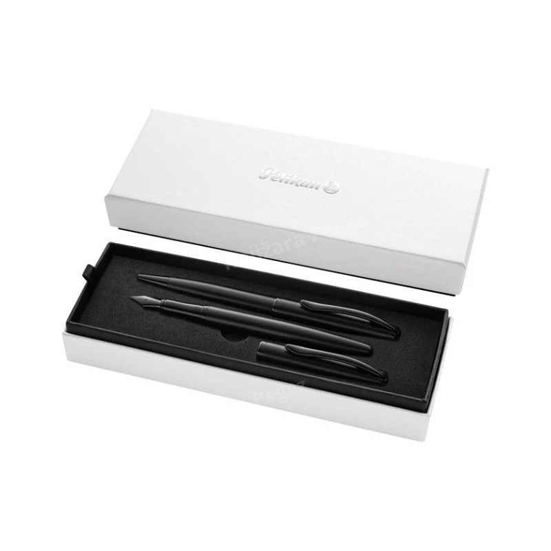 Pelikan poklon set Jazz Noble Elegance – luksuzno naliv pero i hemijska olovka u elegantnoj crnoj boji sa poklon kutijom, savršen izbor za poslovni poklon, potpisivanje i svakodnevno pisanje vrhunskog kvaliteta.