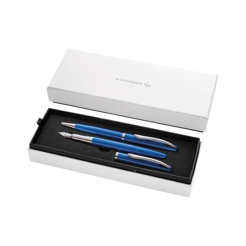 Pelikan Jazz Noble Elegance set naliv pero i hemijska olovka u plavoj boji sa luksuznom poklon kutijom G25 – elegantni pisarski set premium kvaliteta za poslovne i posebne prilike