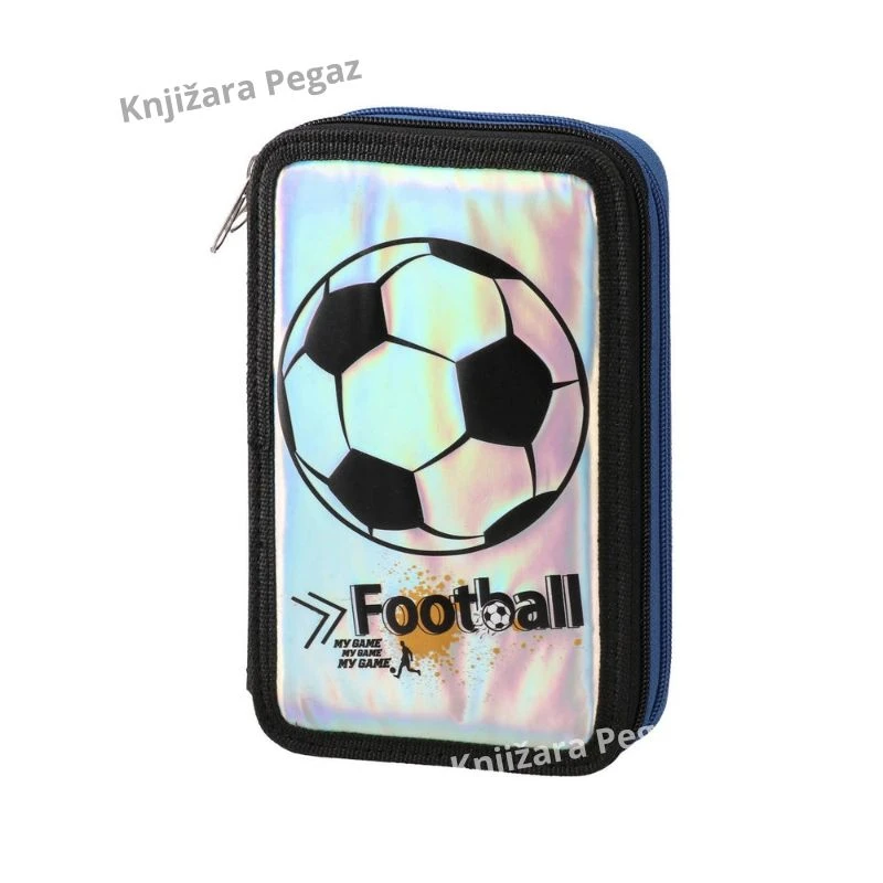 Football puna pernica sa priborom 2 zipa Double Decker Fancy fudbalska školska pernica za dečake sa bojicama i flomasterima model 101491