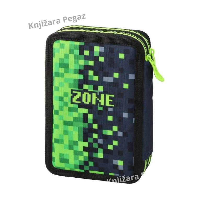 Pixel World puna pernica sa priborom 2 zipa Double Decker Sazio školska pernica za dečake sa bojicama i flomasterima model 101440