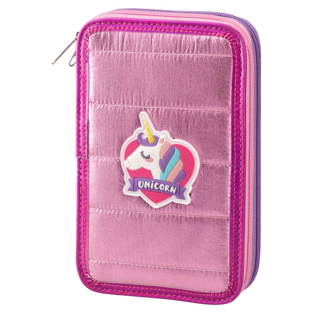 Unicorn puna pernica sa priborom 2 zipa Double Decker Fancy pernica za devojčice sa bojicama i flomasterima model 101495