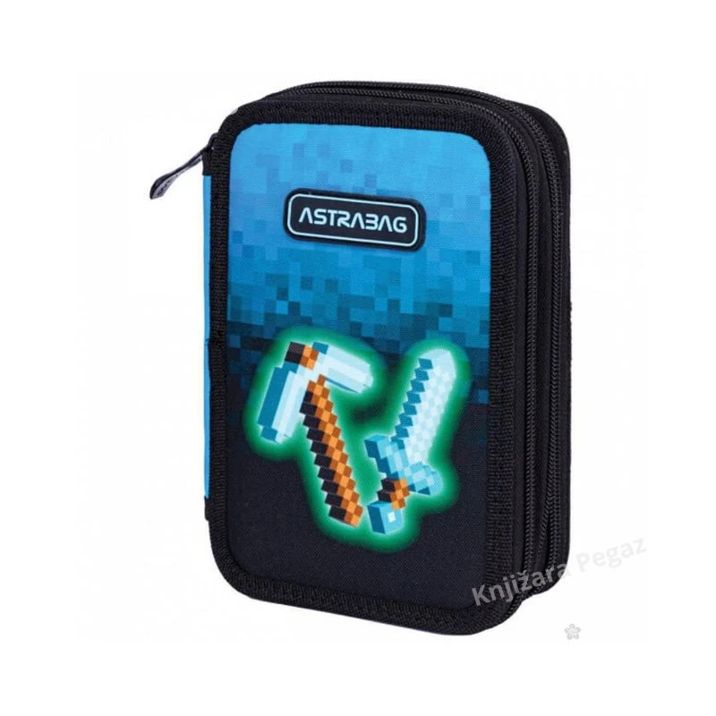 Astrabag AC31 Blue Pixel puna pernica sa 3 zipa i kompletnim školskim priborom