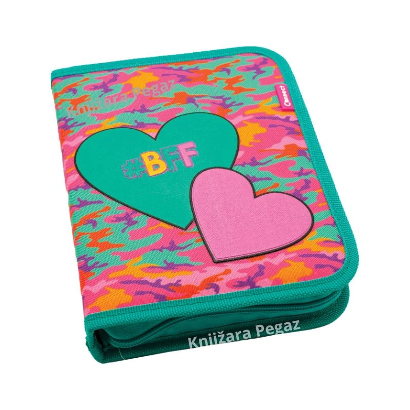 Puna školska pernica Connect Pink BFF 51153 – 1 zip, 2 preklopa, 35 delova
