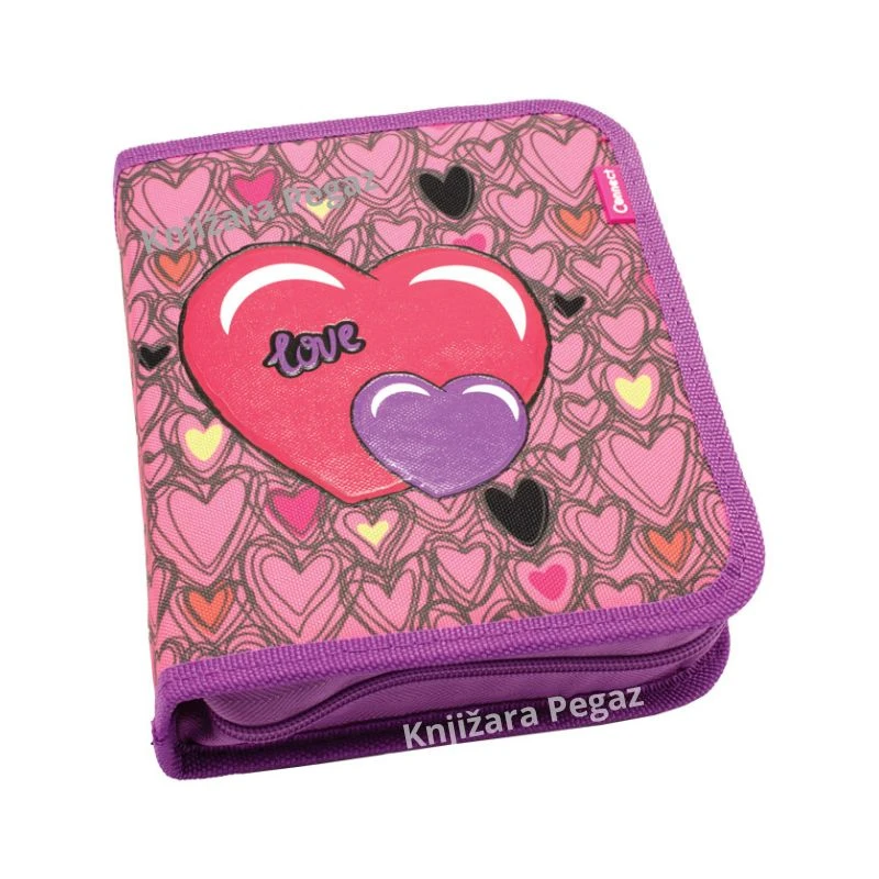 Puna školska pernica Connect Pink Love 51167 – 1 zip, 2 preklopa, 35 delova