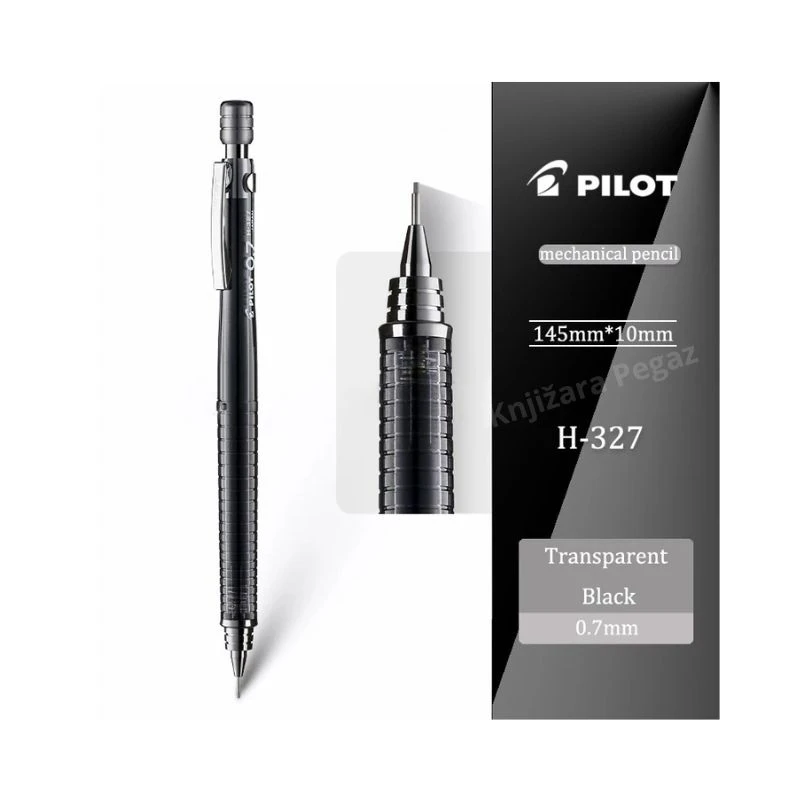 PILOT H-327 tehnička olovka 0.7 mm crna – precizna japanska mehanička olovka sa fiksnim metalnim kućištem i ergonomskim gripom za profesionalno pisanje i crtanje