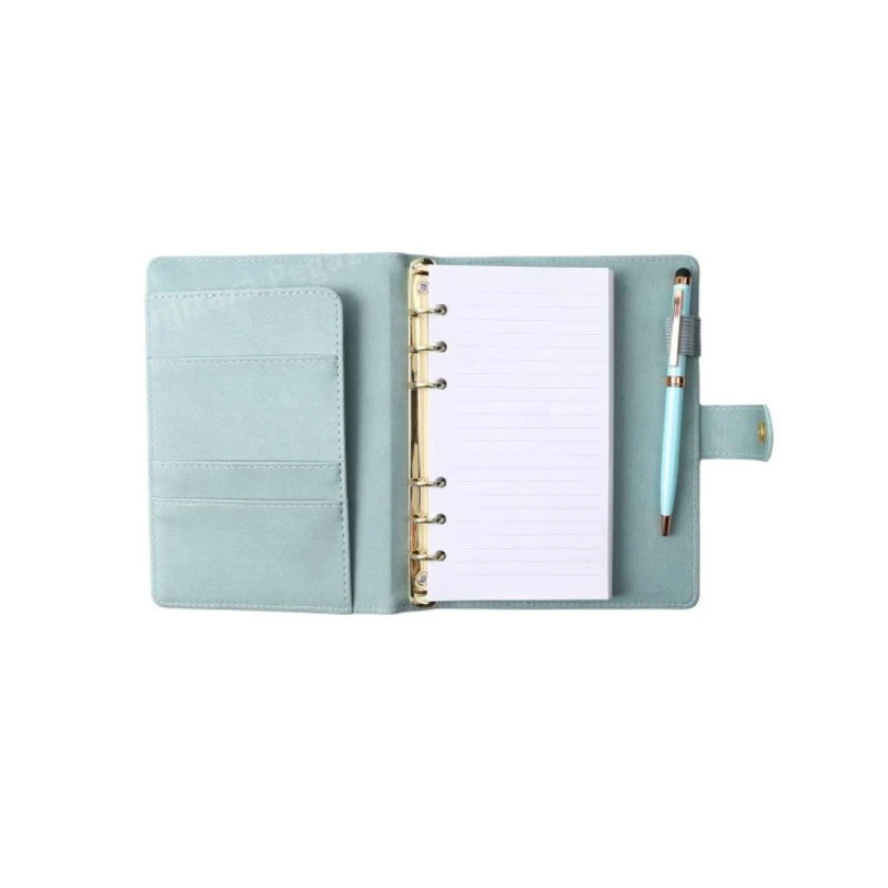 Poklon set Floral Green 28327 – elegantna agenda A5 sa cvetnim motivom i touch hemijska olovka u svetlo plavoj boji, savršen poklon za nju