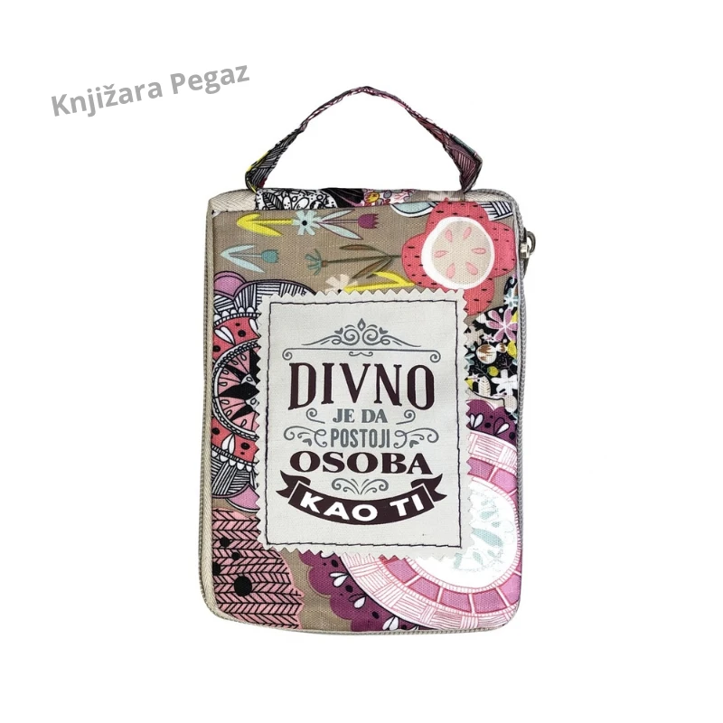Divna osoba - sklopiva torba za kupovinu sa porukom, rajsferšlusom i pletenim ručkama, 42 x 41 x 11 cm HHTBG1004