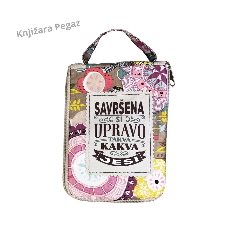 Savršena - sklopiva torba za kupovinu sa porukom, rajsferšlusom i pletenim ručkama, 42 x 41 x 11 cm HHTBG1017