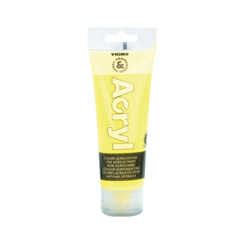 PRIMO akrilna boja CMP yellow fluo (neon žuta) 75 ml – profesionalna fluo akrilna boja na vodenoj bazi sa jakim svetlećim efektom za slikanje, hobi, dekupaž i dekorativne tehnike