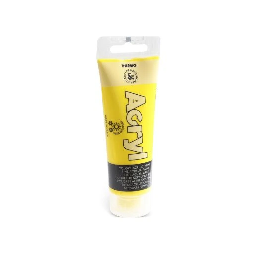PRIMO akrilna boja 75 ml – primary yellow 201 | Intenzivna žuta akrilna boja za slikanje, hobi, dekoraciju, DIY projekte, odlična pokrivnost, mat završnica
