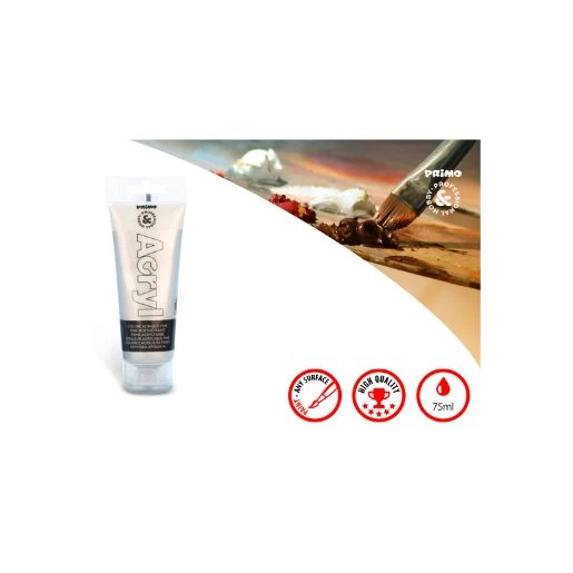 PRIMO akrilna boja 75 ml – silver 910 (srebrna) | Metalik akrilna boja visoke pokrivnosti za slikanje, dekoraciju, hobi projekte i dekupaž | Intenzivan sjaj, bogat pigment i brzosušeća formula