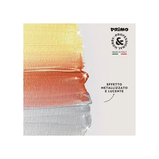 PRIMO akrilna boja 75 ml – silver 910 (srebrna) | Metalik akrilna boja visoke pokrivnosti za slikanje, dekoraciju, hobi projekte i dekupaž | Intenzivan sjaj, bogat pigment i brzosušeća formula