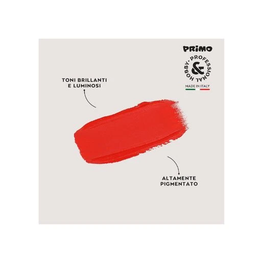 PRIMO akrilna boja 75 ml – vermillion 300 | Intenzivna vermilion crvena akrilna boja, visoka pokrivnost, mat završnica, idealna za slikanje, hobi i dekoraciju