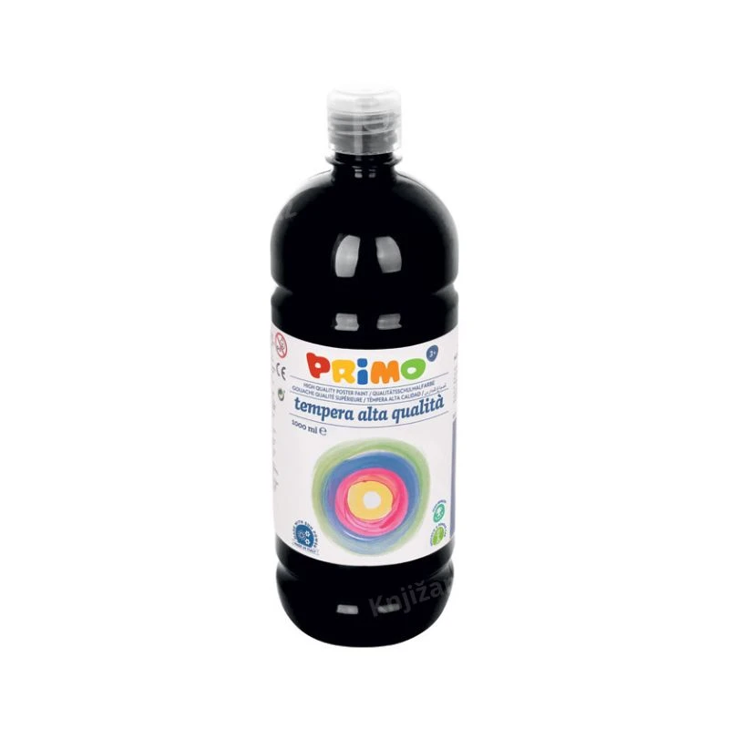 PRIMO Tempera CMP 1 litar 204BR1000800 black (crna) – kvalitetna tempera boja velikog pakovanja za školsku nastavu, crtanje, slikanje, umetničke tehnike i kreativne radionice