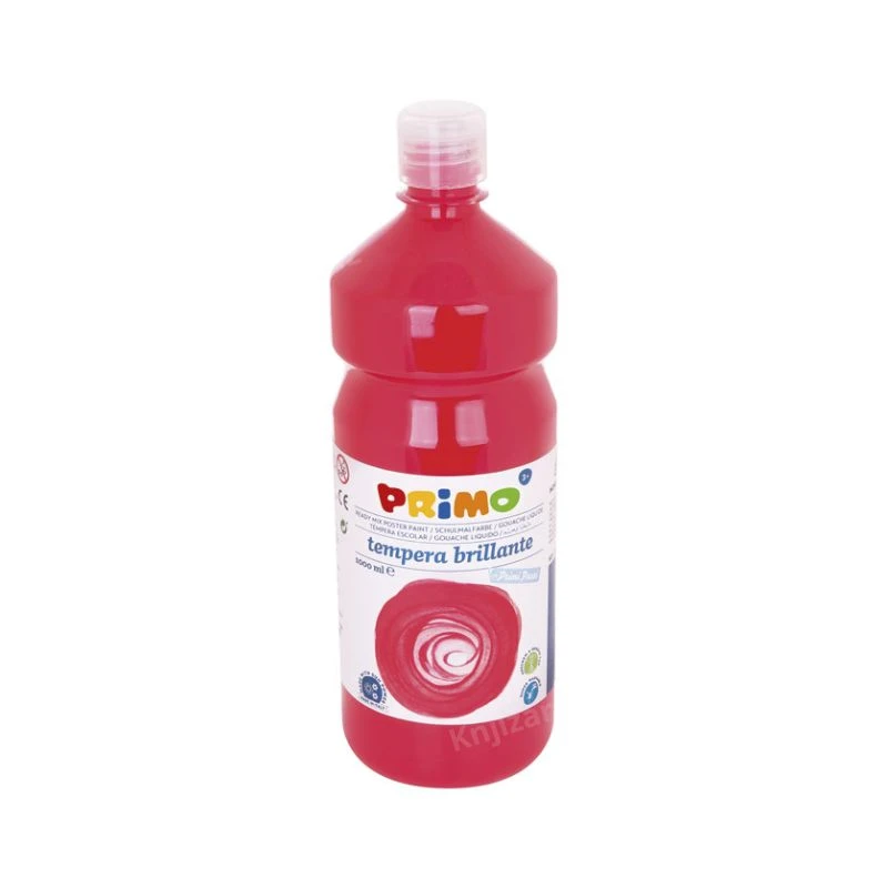 PRIMO Tempera CMP 1 litar 204BR1000380 scarlet red (crvena) – kvalitetna tempera boja velikog pakovanja za školu, crtanje, slikanje, umetničke tehnike i kreativne radionice