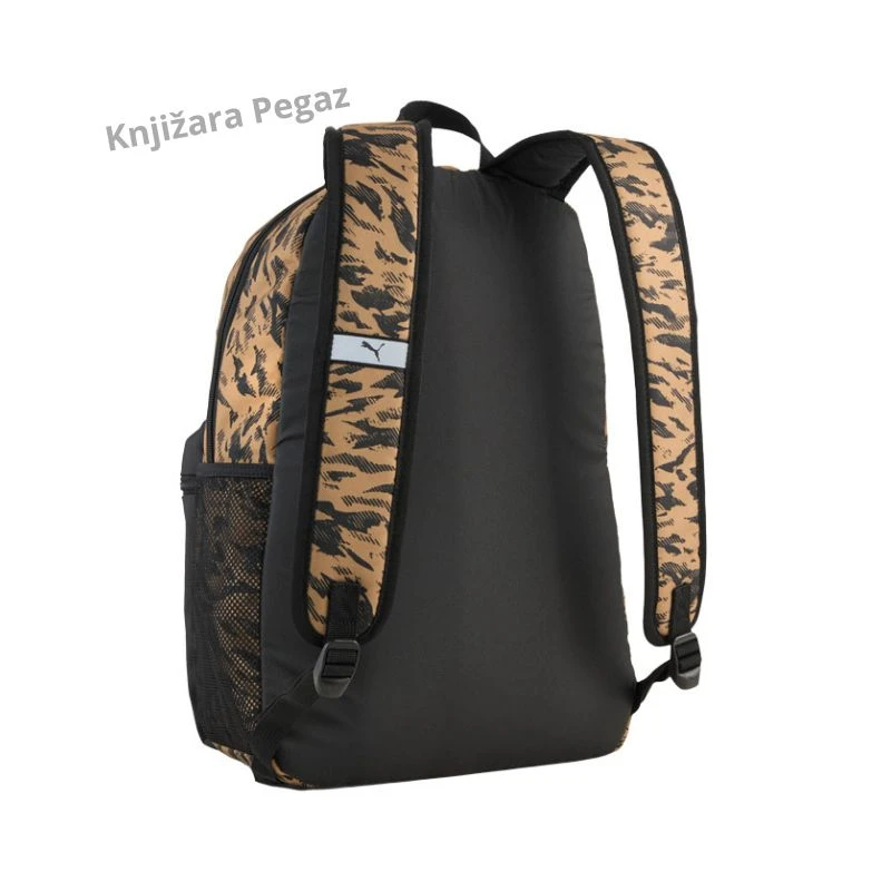 PUMA Phase AOPrint ranac 091169-07, zlatno-crni školski ranac sa prednjim džepom, lagan ranac za školu, fakultet i trening