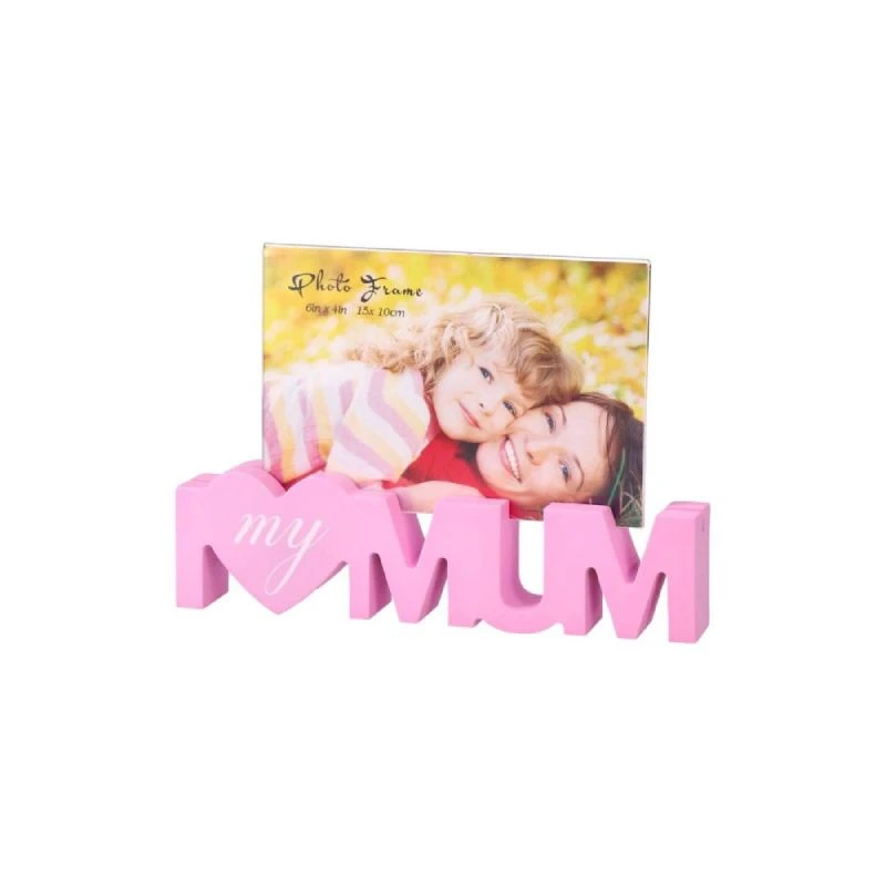 Drveni ram za fotografije I Love My Mum 10x15 cm – roze dekorativni foto ram za poklon majci (706464)