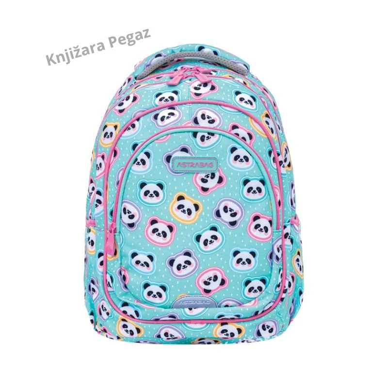 Astrabag AB330 Minty Pandas 502025010 anatomski školski ranac – 3 pregrade, tirkizni