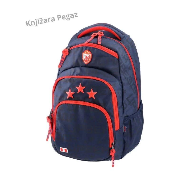 Crvena Zvezda anatomski školski ranac Cosmo Ergo Strike Line, ergonomski vodootporan ranac za školu, model 300053