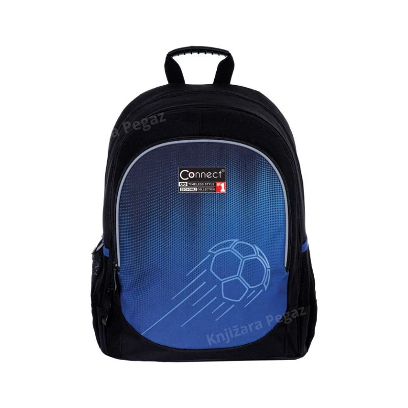 Connect Football Style 23 52171 anatomski đački ranac sa 3 pregrade – ergonomski školski ranac za đake sa reflektujućim elementima i vodootpornim materijalom