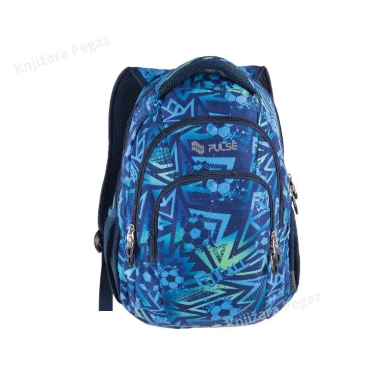 Pulse Teens Blue Football 122102 školski ranac 43x28x22 cm – sportski ranac za školu sa fudbalskim motivom