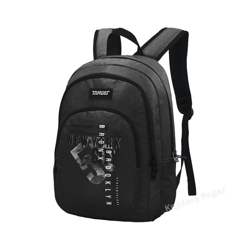 Target Joy City Black 27800 školski ranac – moderan ranac za školu sa dve pregrade, ergonomskim leđima i bočnim džepom za flašicu