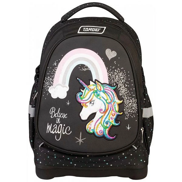 Target Superlight 2 Face Rainbow Unicorn 28044 školski ranac za devojčice sa zamenjivim motivom jednoroga, ergonomskim leđima i laganom konstrukcijom