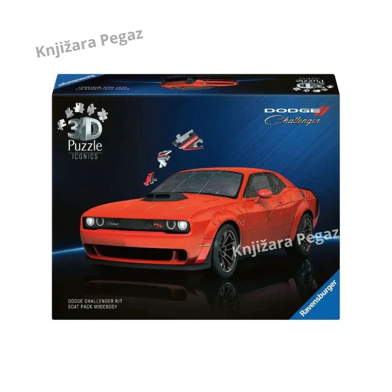Ravensburger Dodge Challenger R/T Scat Pack Widebody 3D puzle automobila – 108 delova, sklapanje bez lepka, pokretni točkovi, uzrast 10+ RA12008036